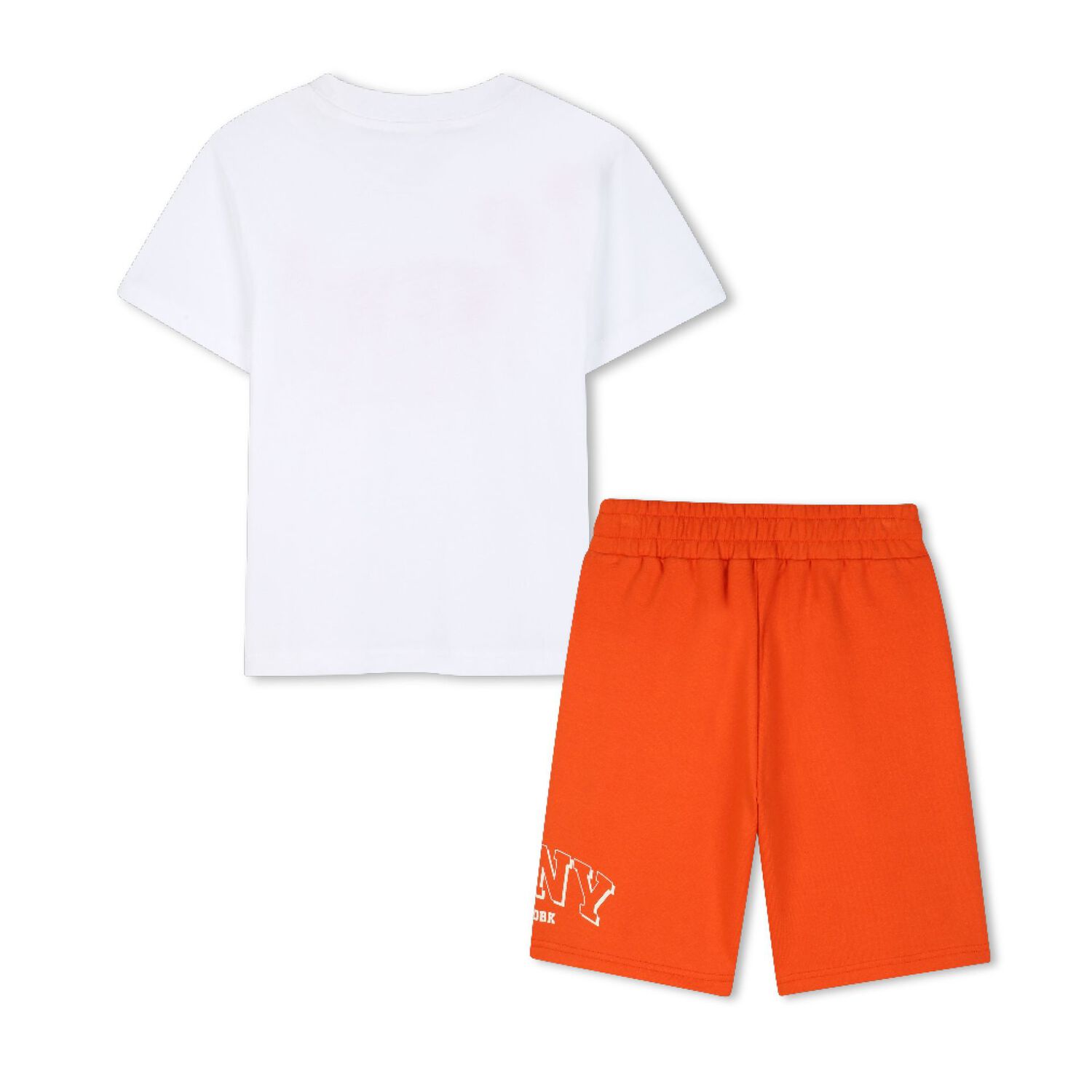 Boys White & Orange Logo Shorts Set, 1, hi-res
