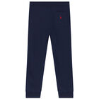 Boys Navy Blue Logo Joggers, 1, hi-res