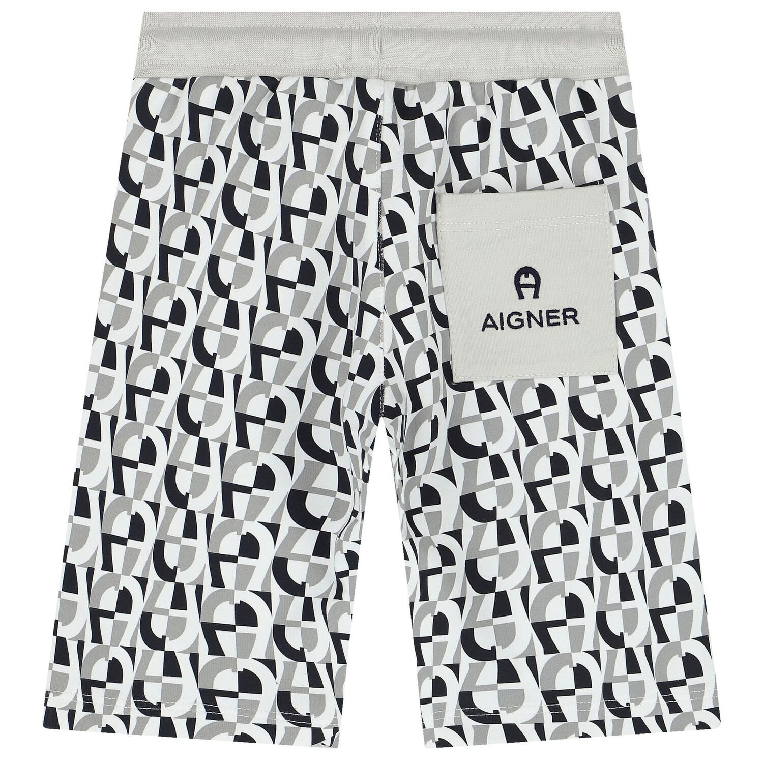 Younger Boys White & Grey Logo Bermuda Shorts, 1, hi-res image number null