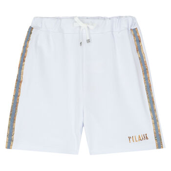 Boys White Cotton Shorts