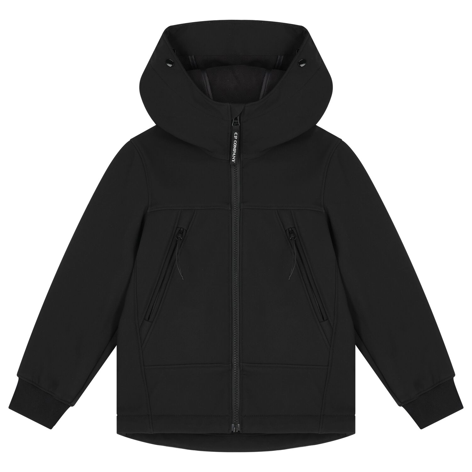 Boys Black Hooded Jacket, 1, hi-res