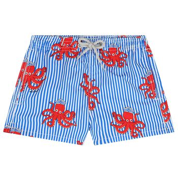Boys Blue & White Octopus Swim Shorts