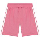 Girls White & Pink Logo Shorts Set, 1, hi-res
