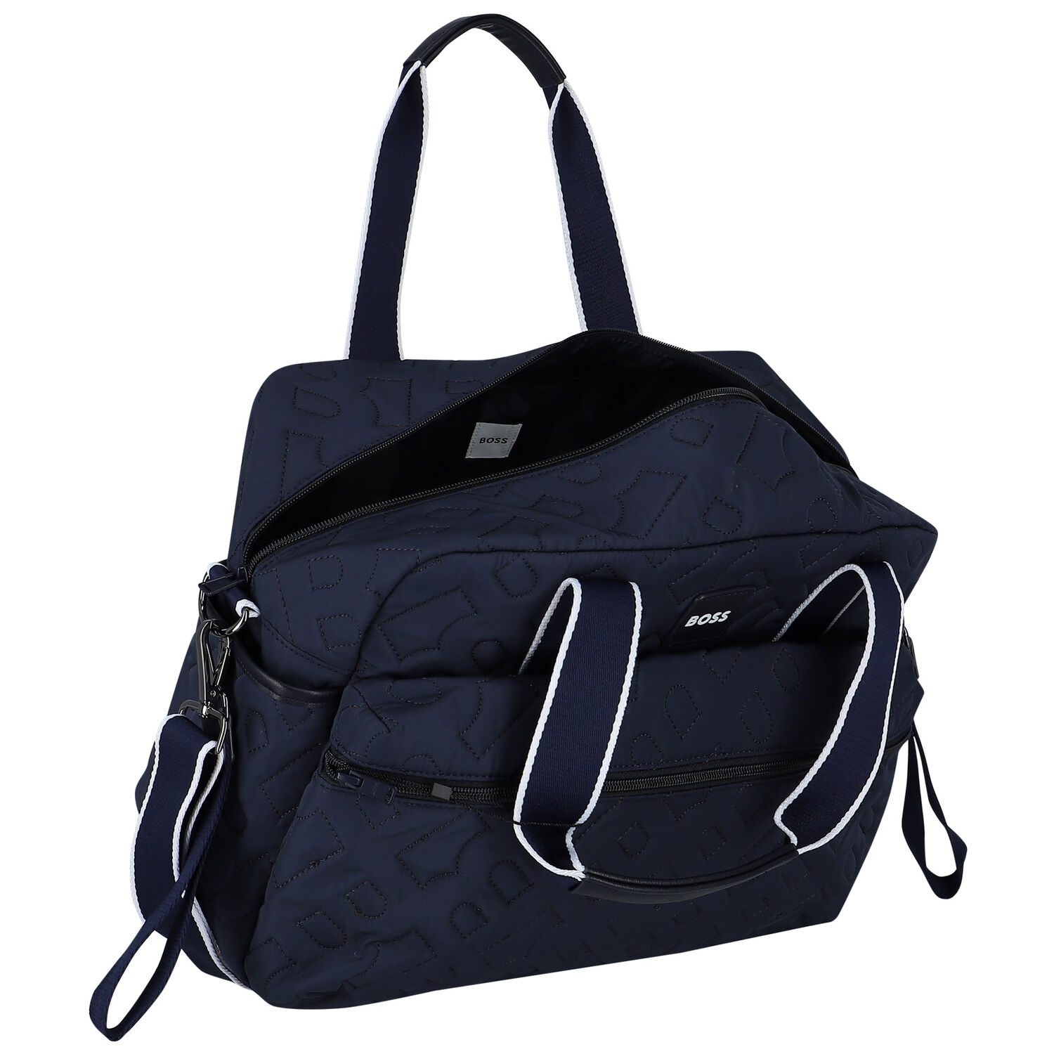 Navy Blue Logo Quilted Baby Changing Bag, 1, hi-res