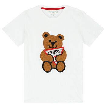 Younger Boys White Teddy Logo T-Shirt