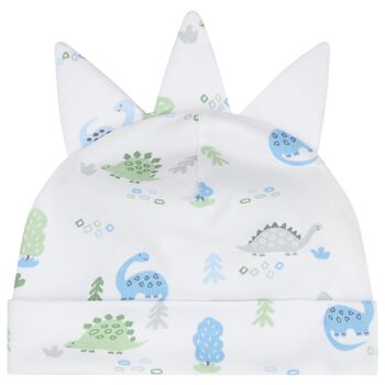 Baby Boys White & Blue Dinosaur Era Hat