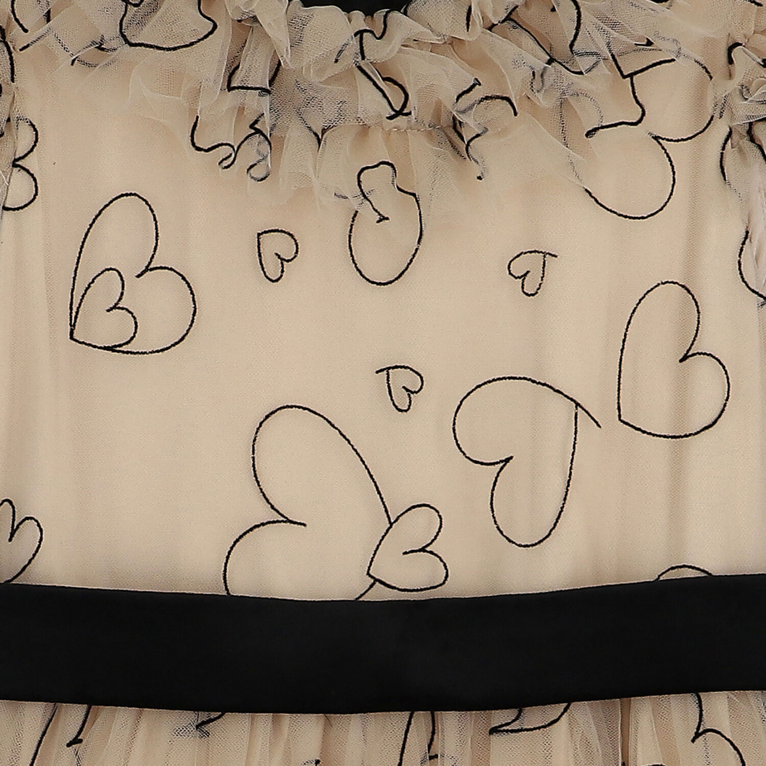 Girls Beige & Black Tulle Dress, 1, hi-res image number null