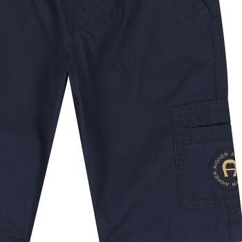 Younger Boys Navy Blue Logo Shorts