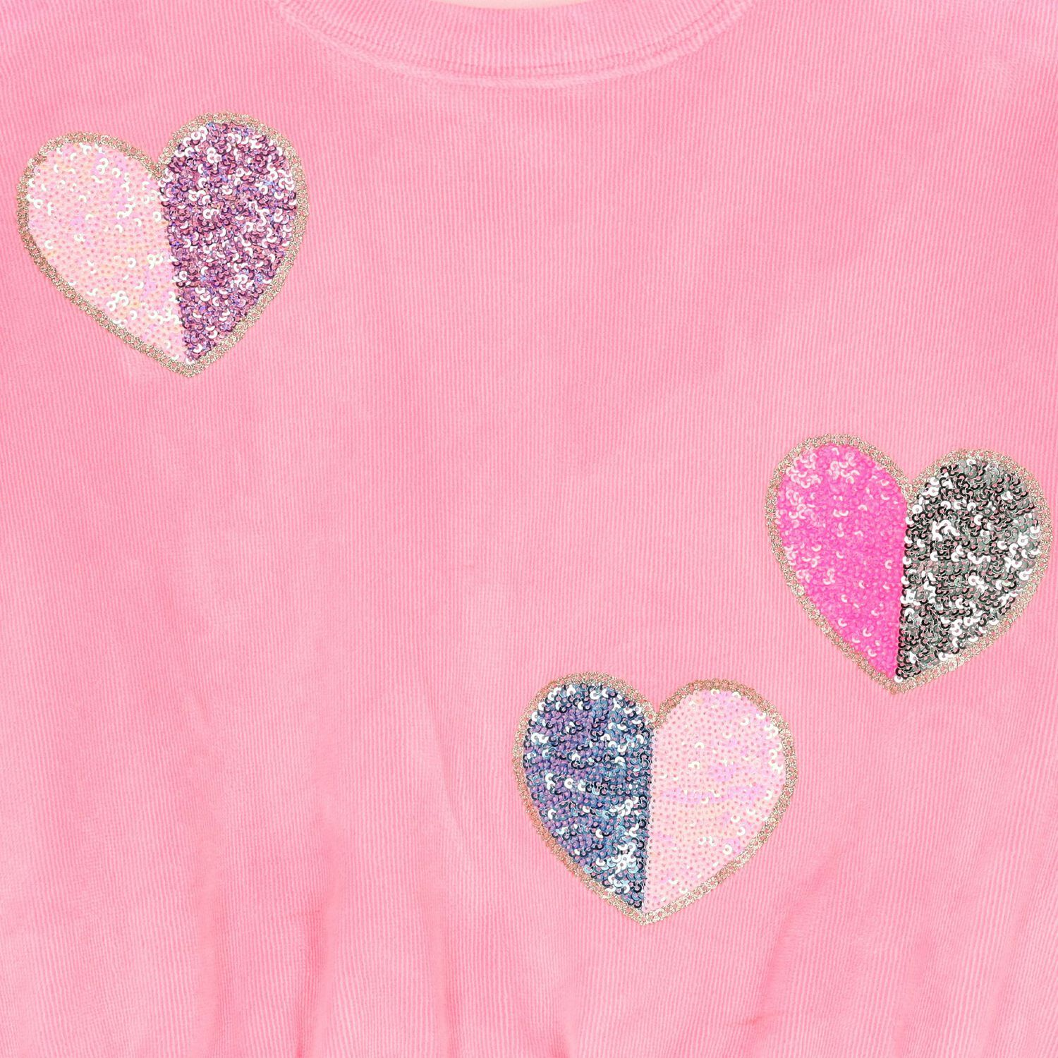 Girls Pink Sequin Hearts Sweatshirt, 1, hi-res