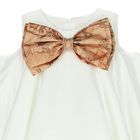 Girls Ivory & Beige Geo Map Bow Dress, 1, hi-res