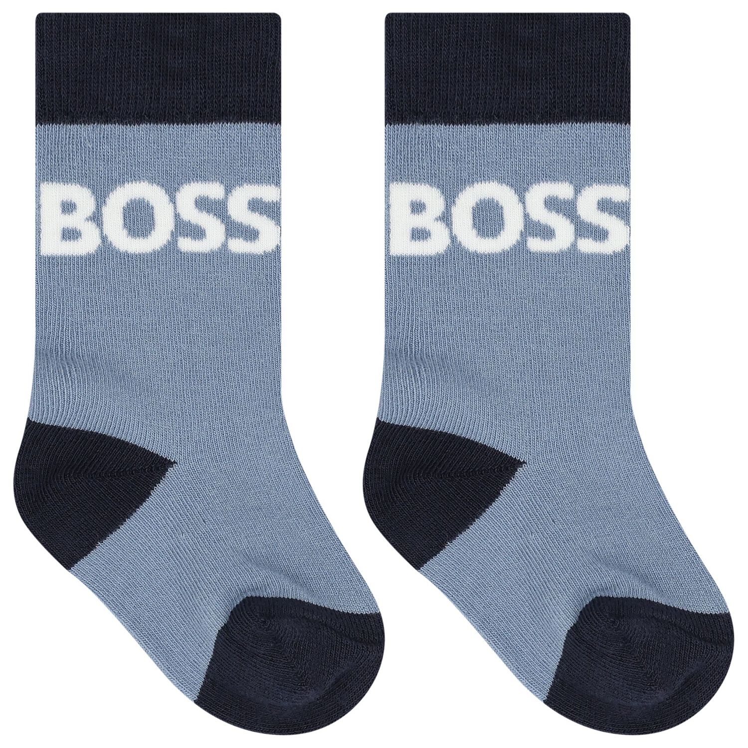 Baby Boys Blue Logo Socks ( 3-Pack ), 2, hi-res