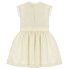 Girls Ivory & Gold Logo Dress, 1, hi-res