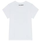 Girls White & Black Rhinestone Logo T-Shirt, 2, hi-res