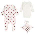 Baby Girls Ivory & Red Heart Babygrow Gift Set, 2, hi-res