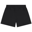 Girls Black Teddy Bear Logo Shorts, 4, hi-res