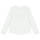 Girls White Logo Sequin Long Sleeve Top, 1, hi-res