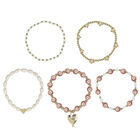Girls Pink & Gold Beaded Bracelets (5 Pack), 1, hi-res