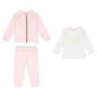 Baby Girls Pink & White Tracksuit Set, 1, hi-res