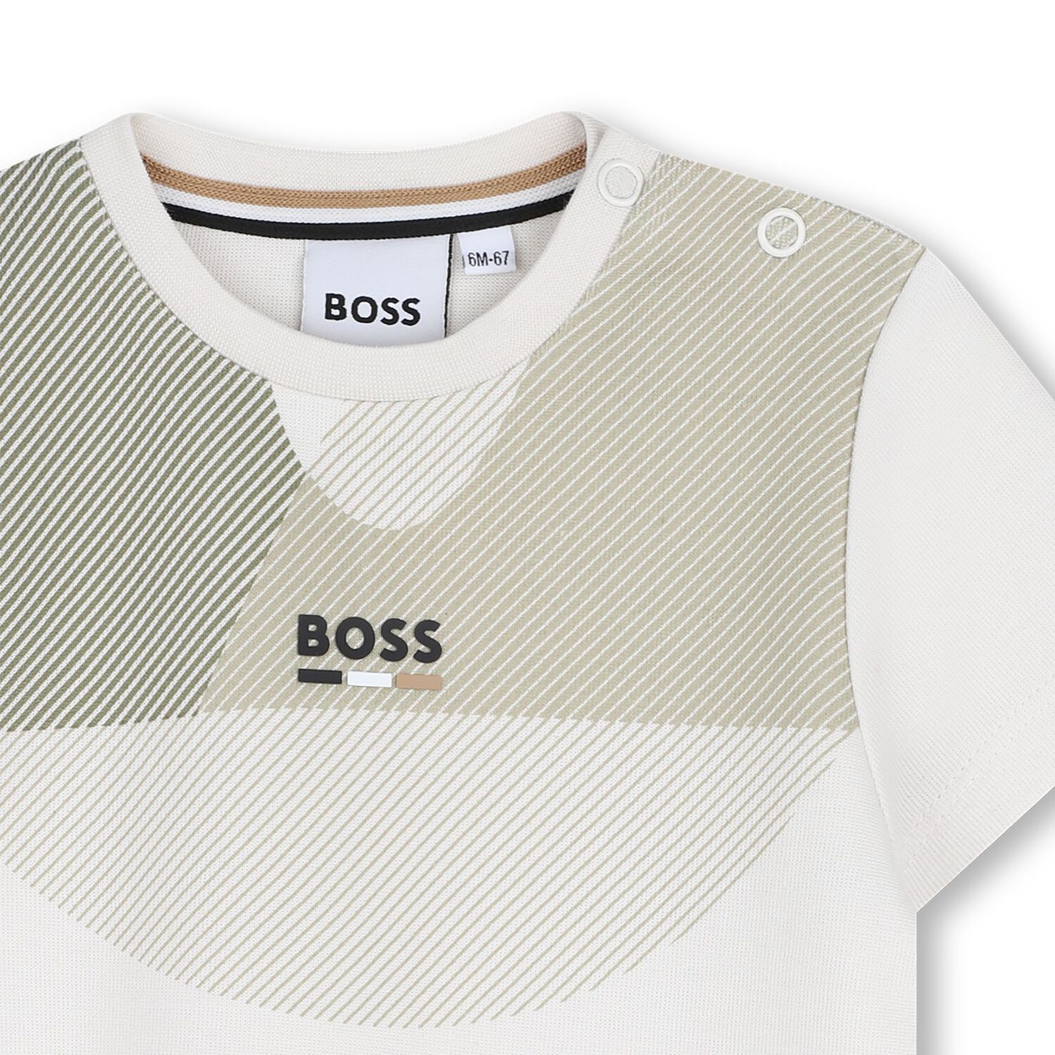 Younger Boys White & Beige Logo T-Shirt, 1, hi-res