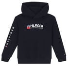 Boys Navy Logo Hooded Top, 1, hi-res
