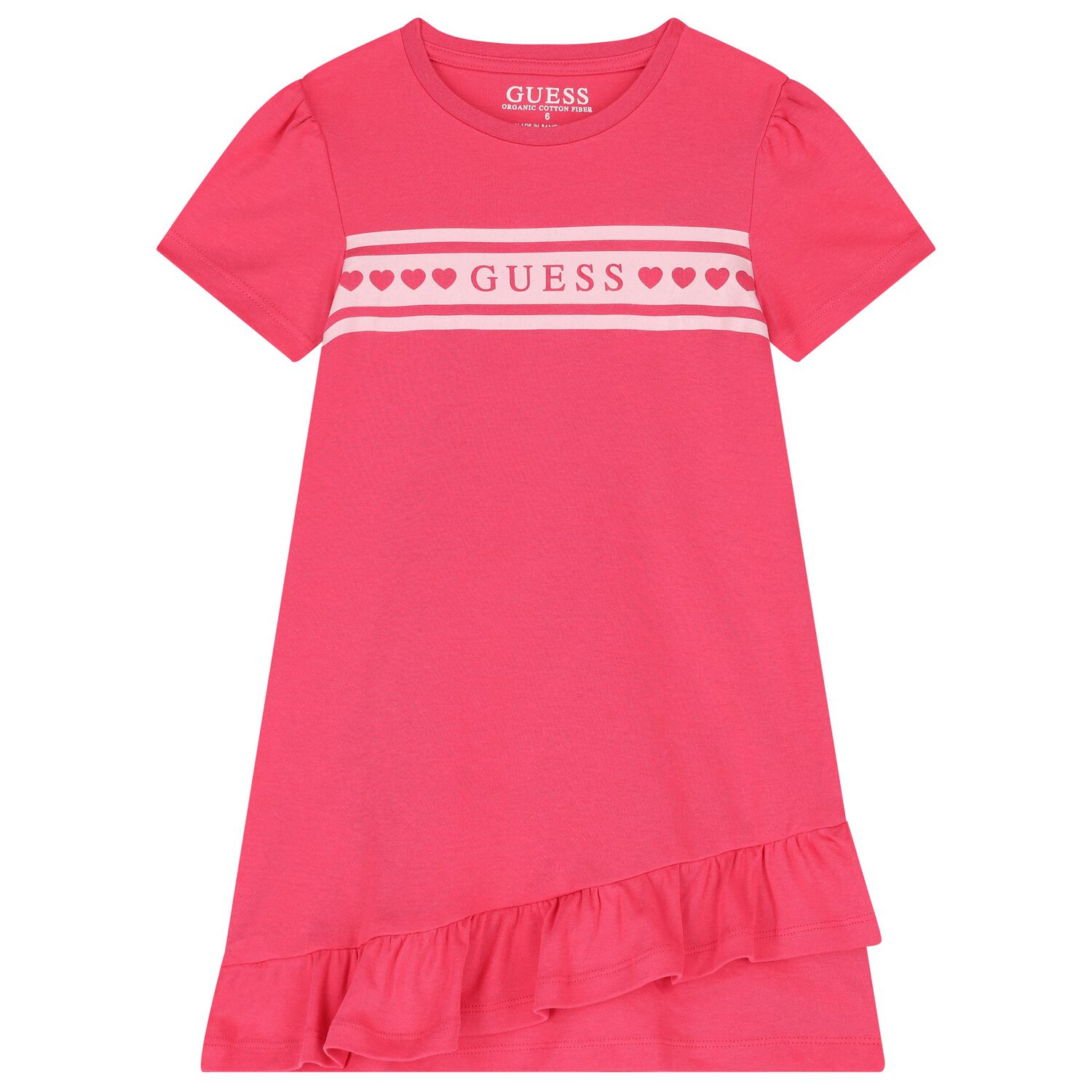 Girls Pink Cotton Ruffle Dress, 1, hi-res