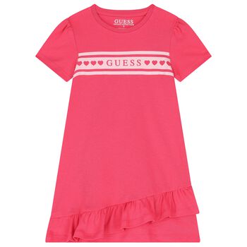 Girls Pink Cotton Ruffle Dress