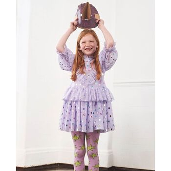 Girls Purple Polka Dot Tulle Dress