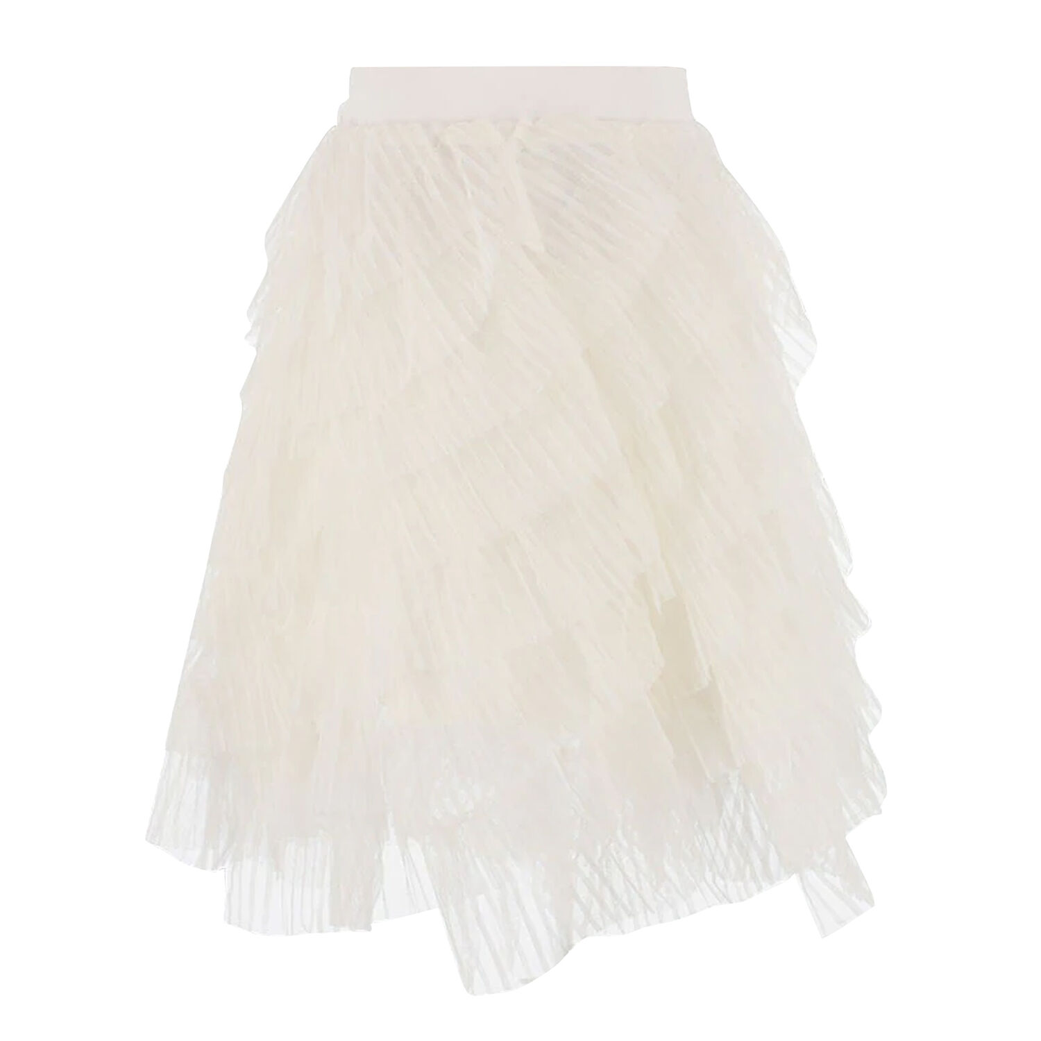 Girls White Tulle Skirt, 3, hi-res