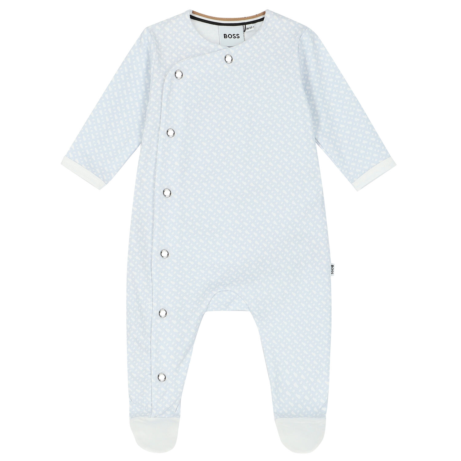 Boys White & Blue Monogram Babygrow & Hat Gift Set, 1, hi-res