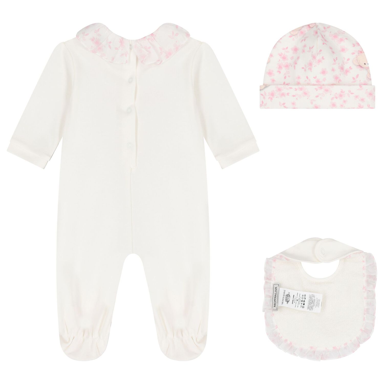 Baby Ivory & Pink Teddy Bear Babygrow Gift Set, 1, hi-res