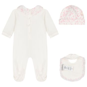 Baby Ivory & Pink Teddy Bear Babygrow Gift Set