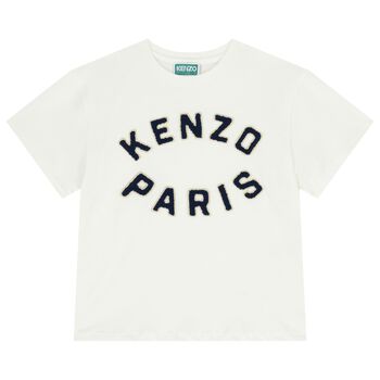KENZO KIDS Ivory Logo T-Shirt, 1 Ivory Logo T-Shirt