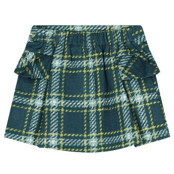 Girls Green Plaid Skirt