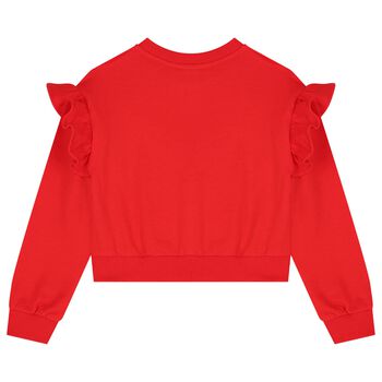 Girls Red Teddy Bear Logo Sweatshirt