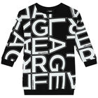 Girls Black Logo Sweatshirt Dress, 1, hi-res