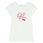 Girls White Floral & Cherry T-Shirt, 1, hi-res