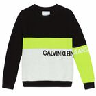 Boys Black, White & Green Knitted Top, 1, hi-res