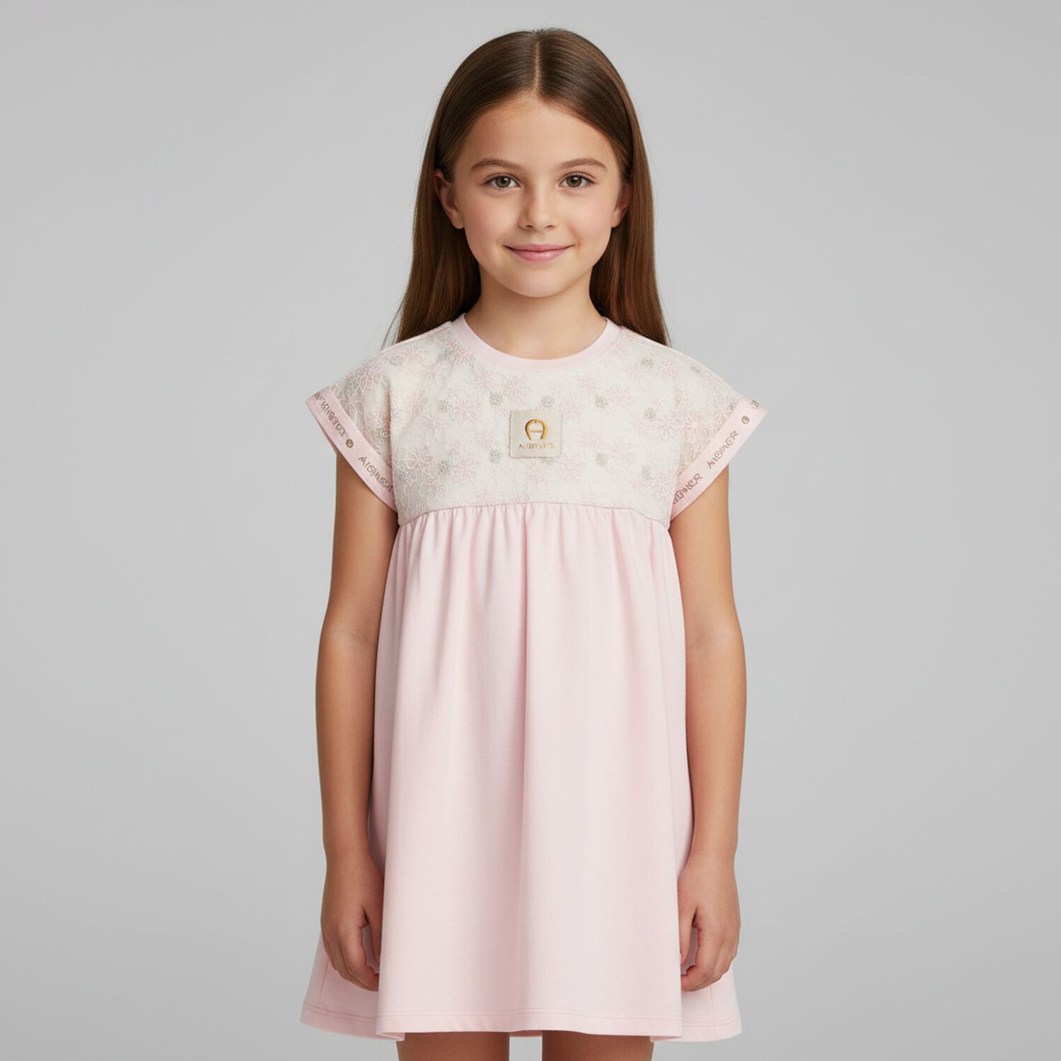 Girls Pink Embroidered Dress, 2, hi-res
