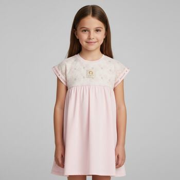 Girls Pink Embroidered Dress
