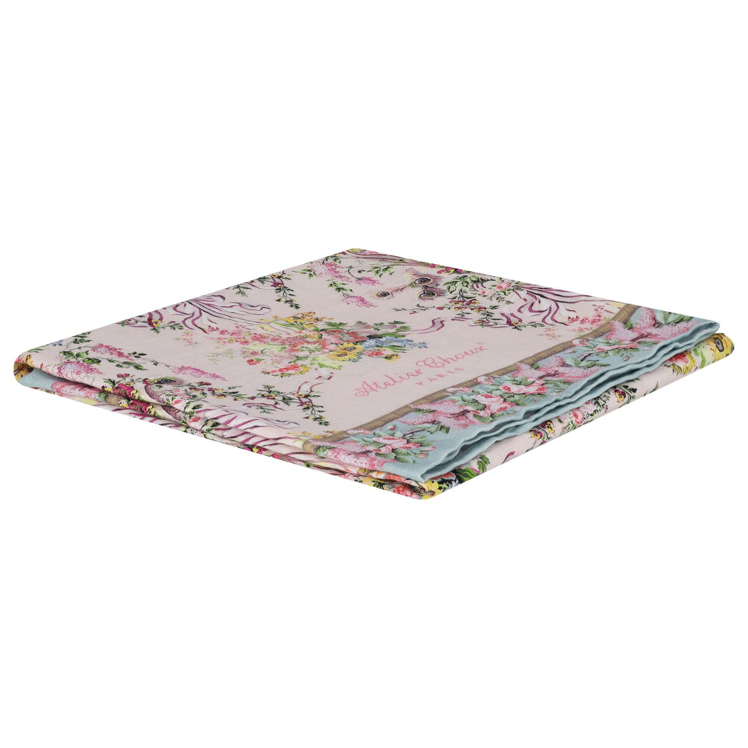 Baby Girls Pink & Blue Marie Antoinette Swaddle Carré Blanket, 1, hi-res image number null