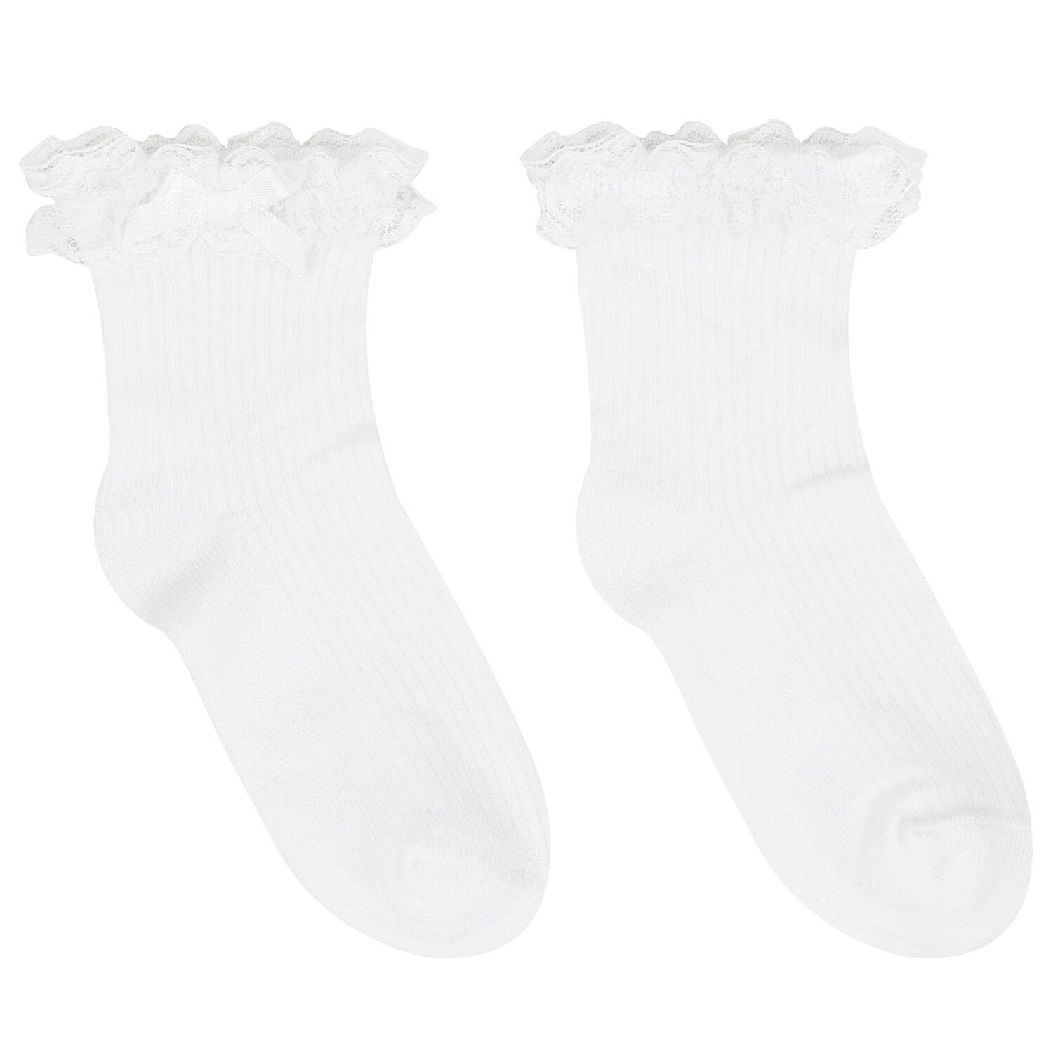 Baby Girls White Lace Socks, 4, hi-res