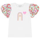 Girls Pink Cotton Sequin & Heart Skirt Set, 1, hi-res