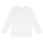 Boys White Logo Long Sleeve Top, 1, hi-res