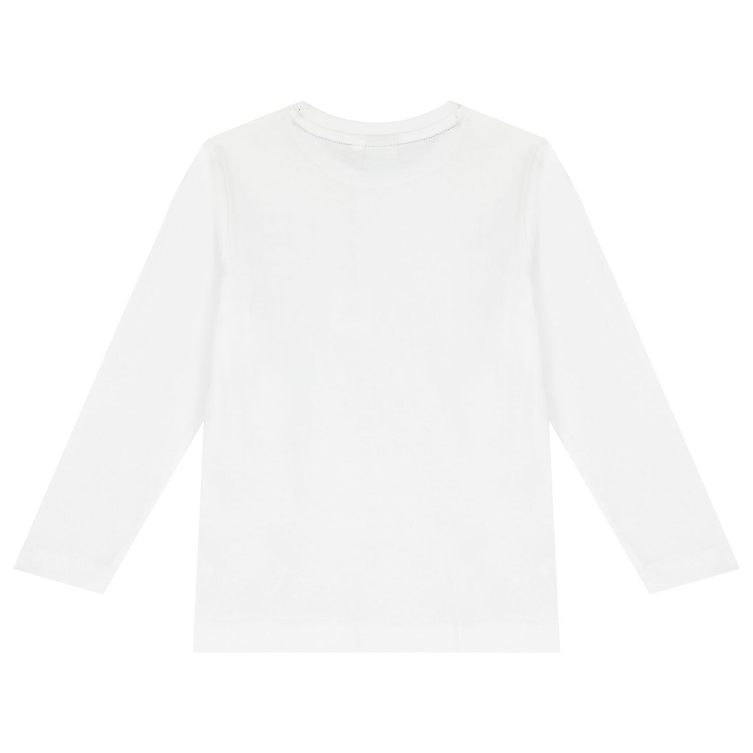 Boys White Logo Long Sleeve Top, 1, hi-res