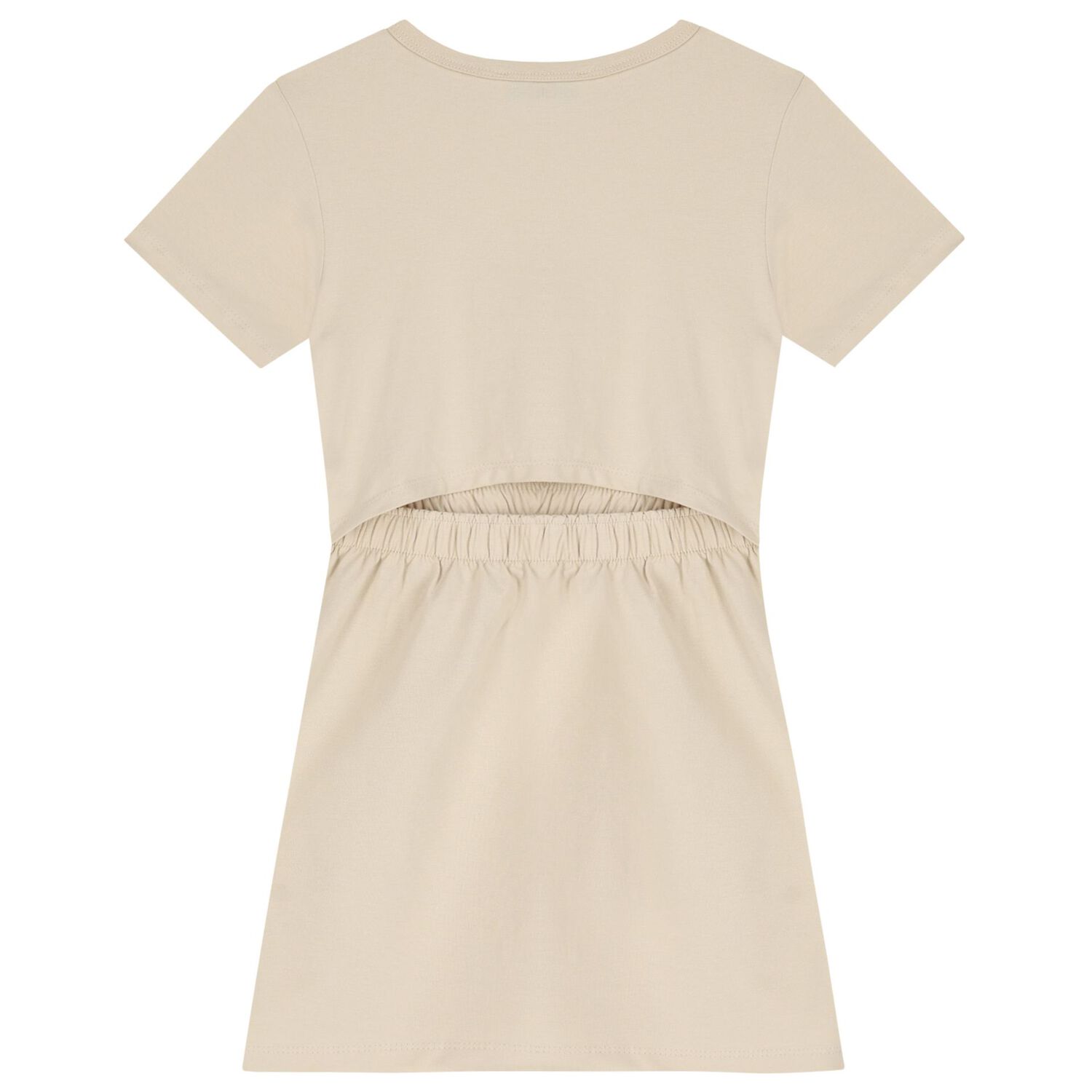 Girls Beige Glittery Logo Dress, 1, hi-res