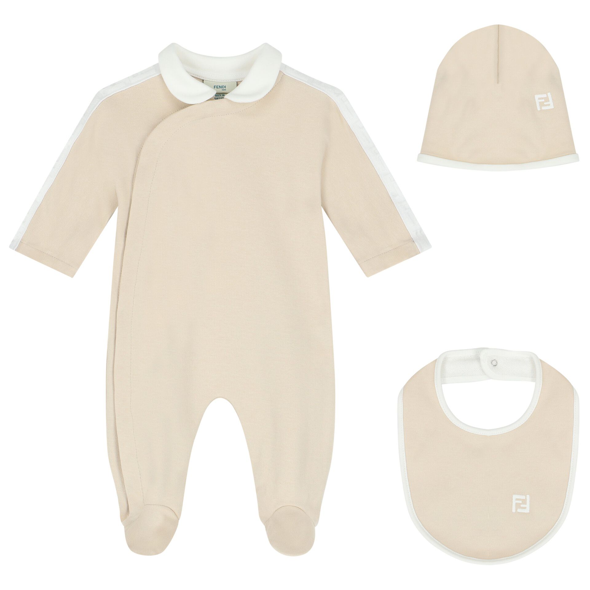 Fendi Beige Logo Babygrow Gift Set Junior Couture UK