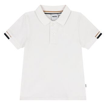 Younger Boys White Logo Polo Shirt