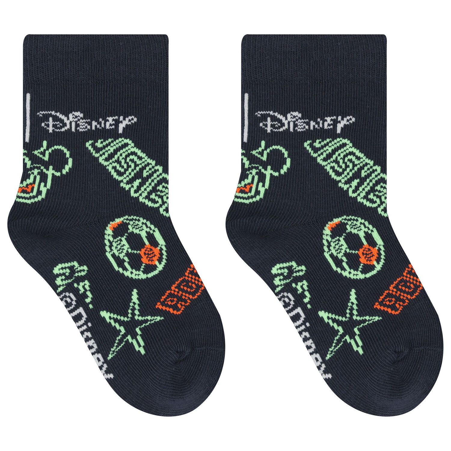 Ivory, Navy Blue & Green Disney Logo Socks ( 3-Pack ), 1, hi-res