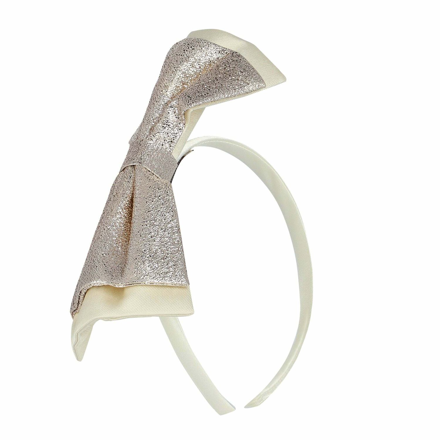 Girls Gold & White Bow Headband, 2, hi-res image number null