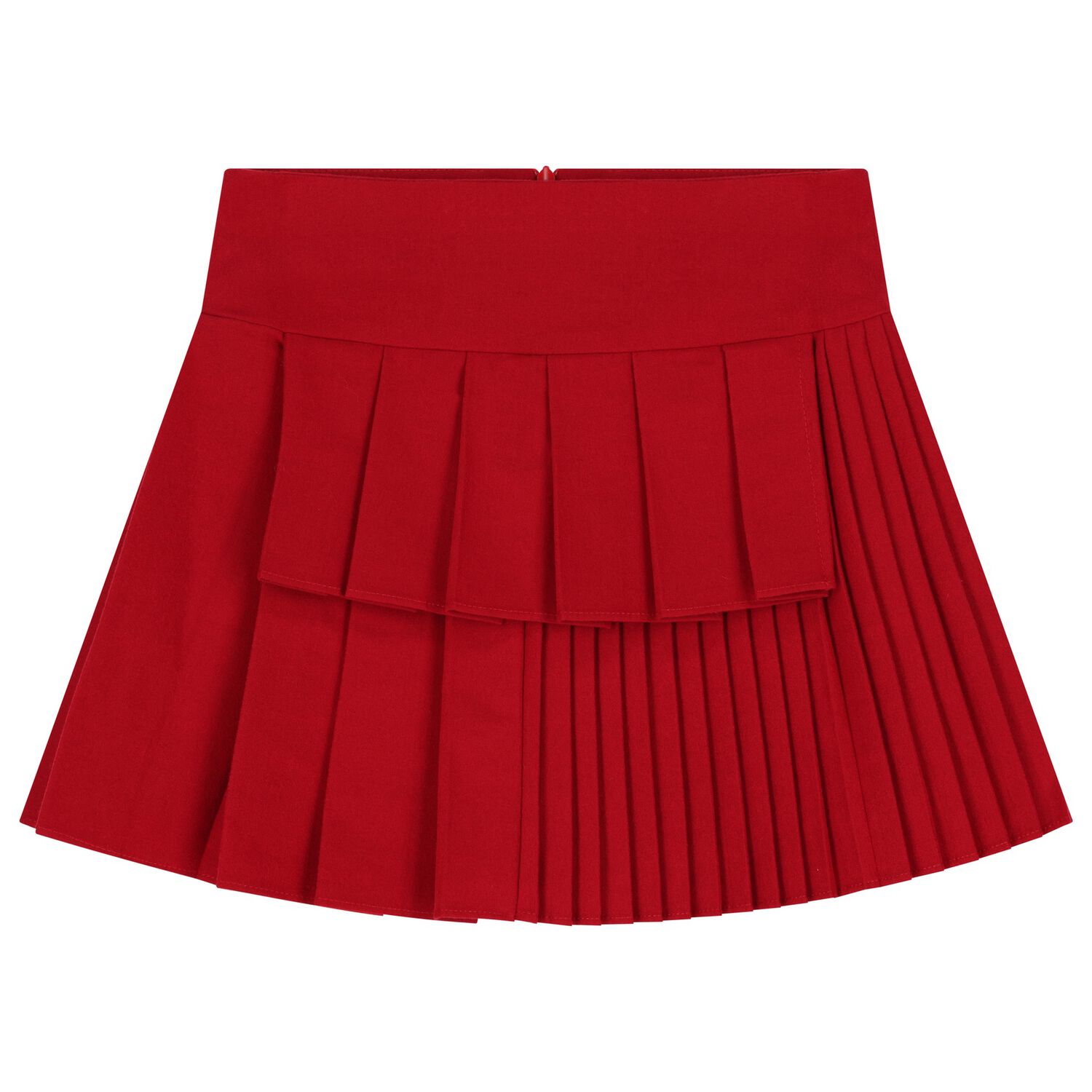 Girls Red Pleated Skirt, 1, hi-res